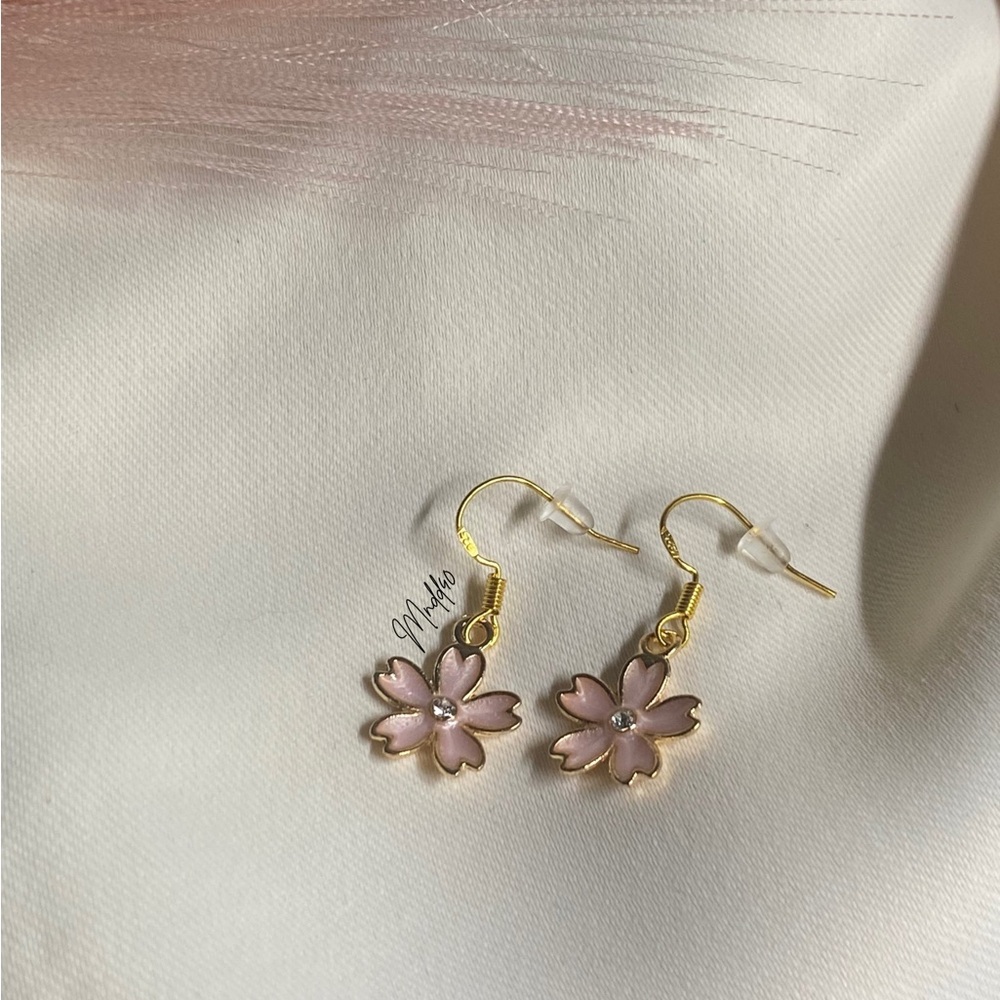 LAST ONE - Handmade Pink Flower Earrings